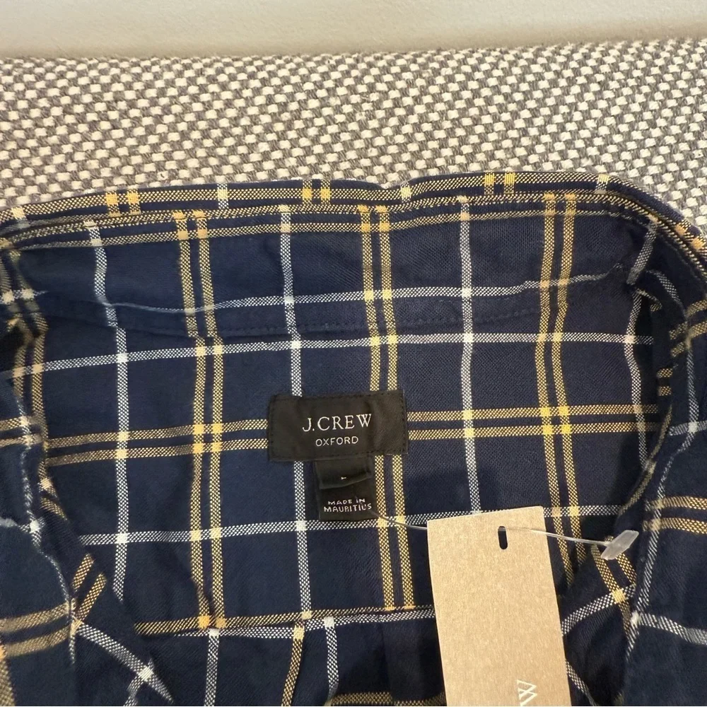 J. Crew Plaid Oxford Cloth Button Down size L